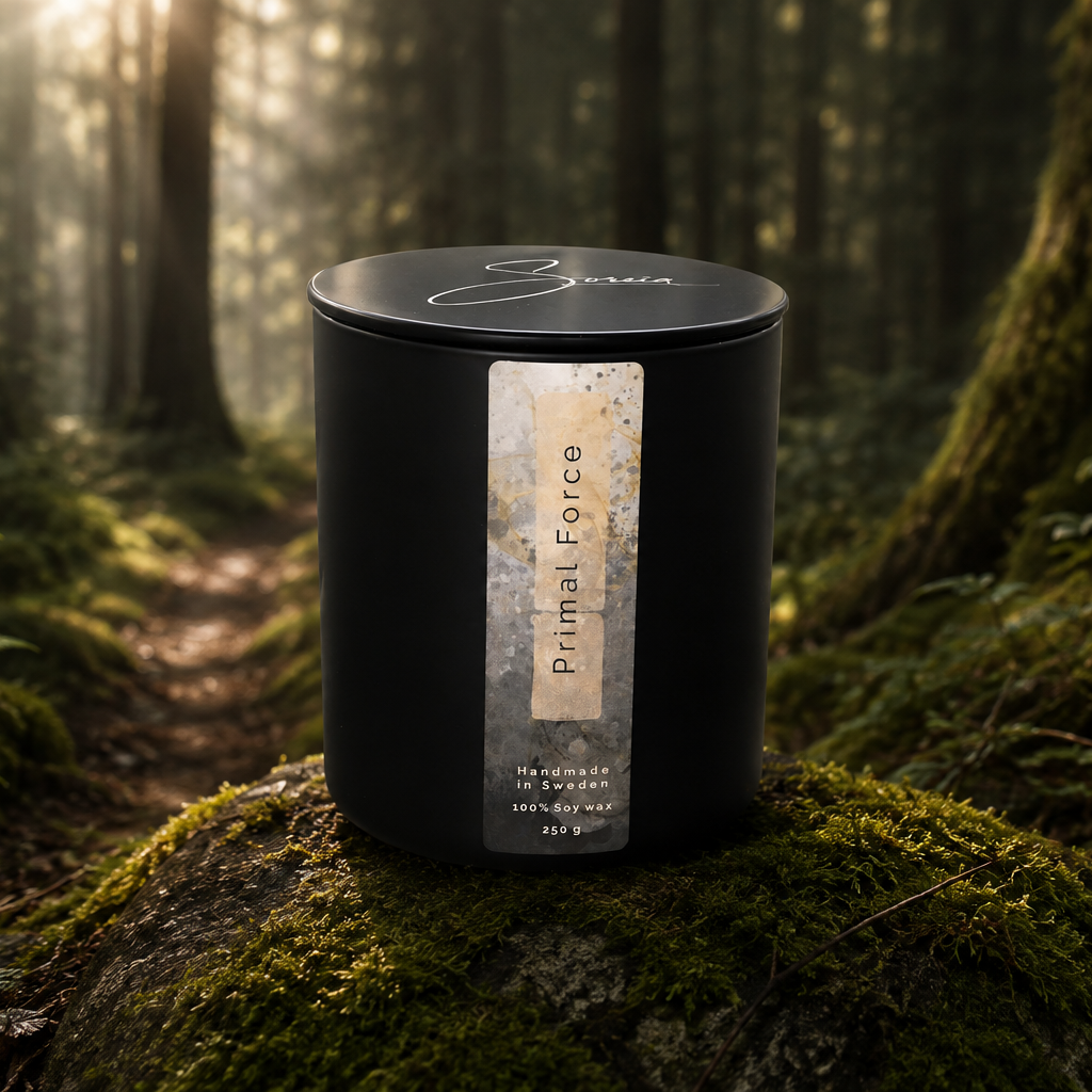 Primal Force – Handgjort doftljus i 100 % sojavax, 250 g
