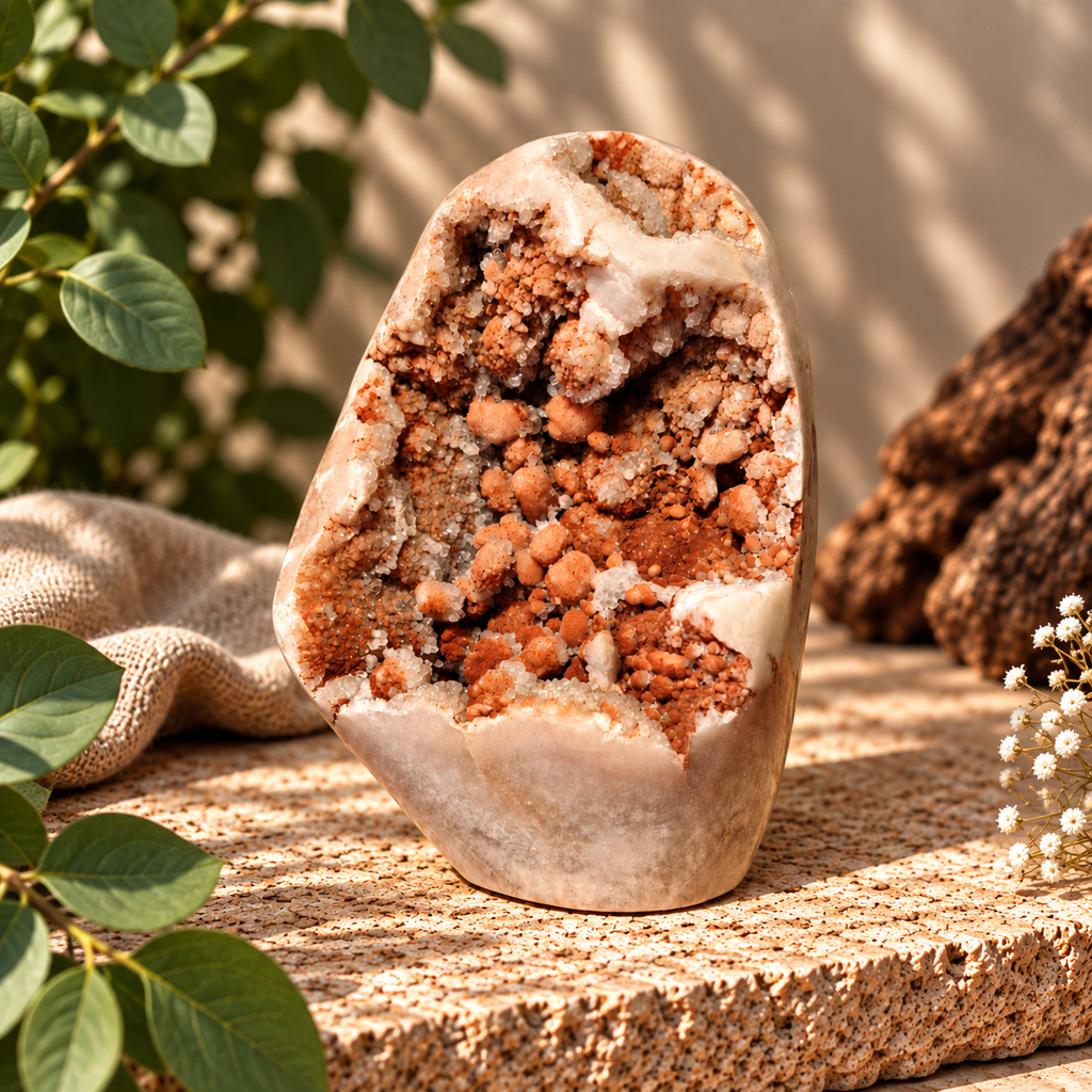 Rosa Ametist med Druzy
